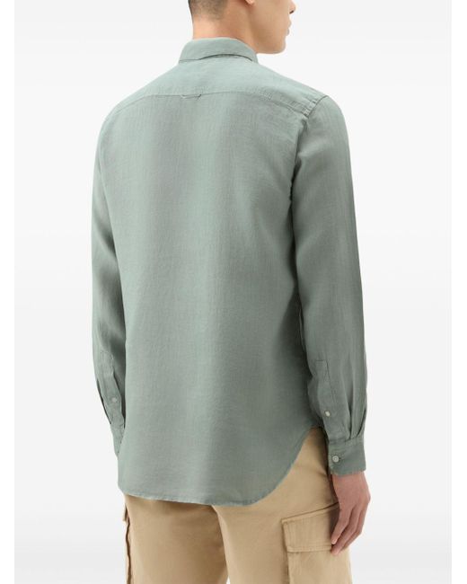 Woolrich Gray Linen Button-down Shirt for men