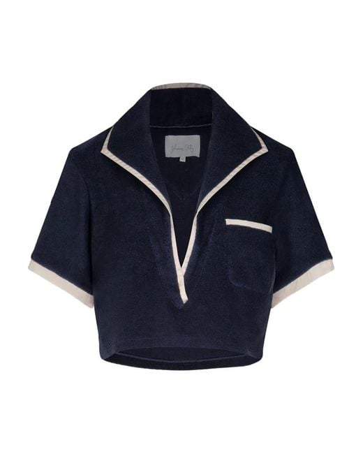 Johanna Ortiz Blue Misty Hem Polo Shirt