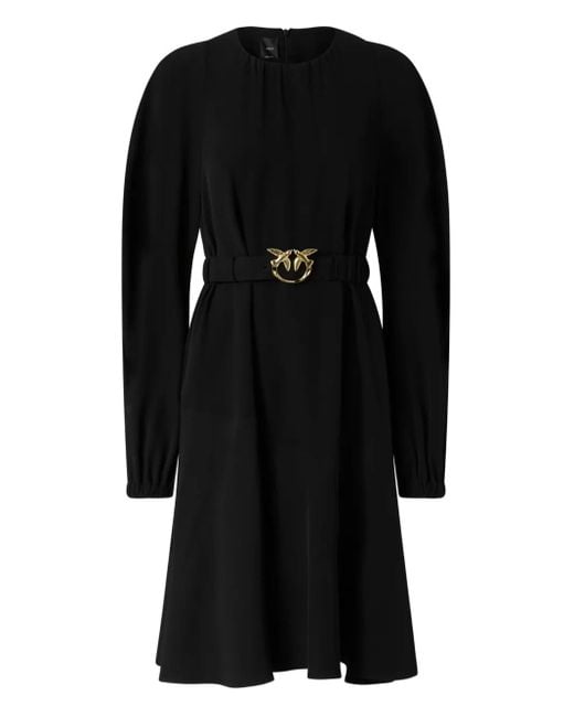 Pinko Black Love Birds Midikleid mit Gürtel