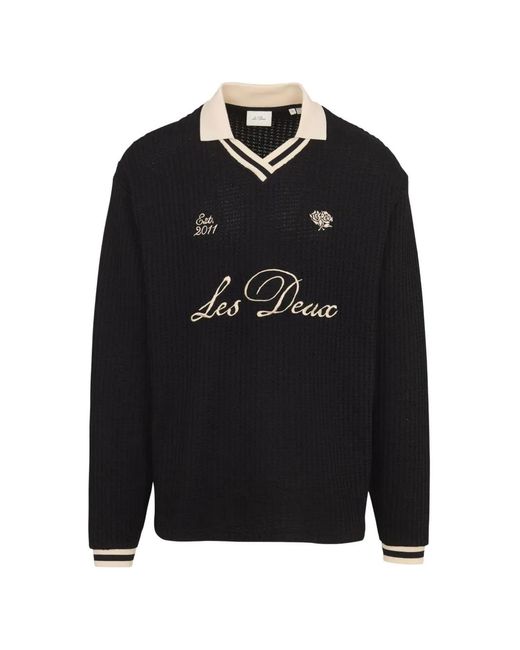 Les Deux Black Logo-Embroidered V-Neck Sweater for men