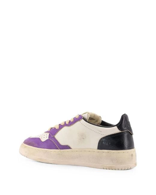 Autry Pink Super Vintage Leather Low-Top Sneakers