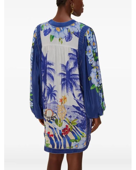 Farm Rio Blue V-Neck Mini Dress