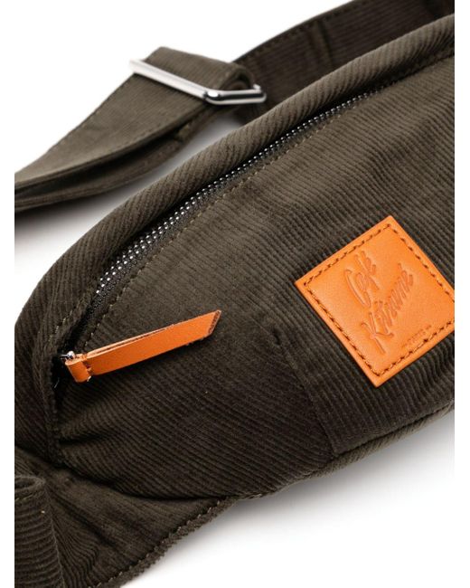 Café Kitsuné Black Logo-Patch Corduroy Belt Bag for men