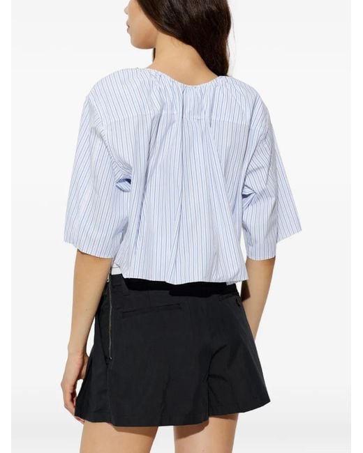 Alexander Wang Blue Striped Cropped Shirt