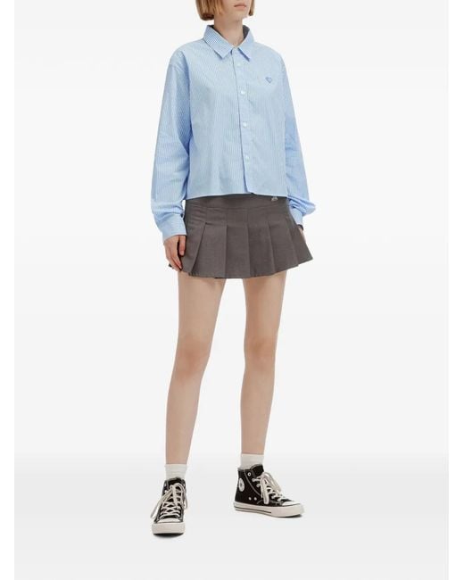 Chocoolate Blue Striped Heart-Patch Shirt