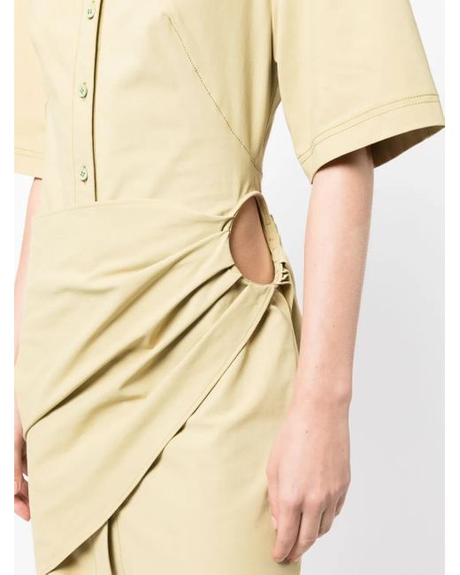 Jacquemus Yellow Gathered-Detail Shirt Dress