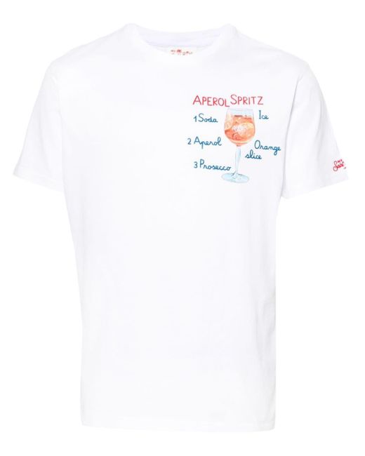 Camiseta bordada de MC2 Sainth Barth x Aperol Spritz Mc2 Saint Barth de hombre de color White