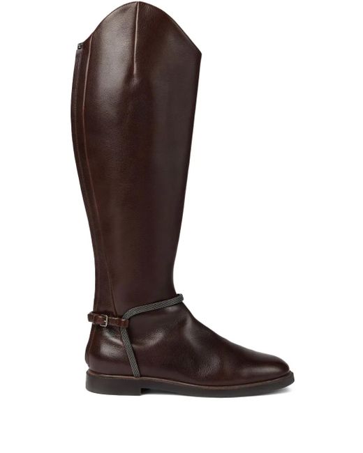 Bottes En Cuir À Boucles Brunello Cucinelli en coloris Brown