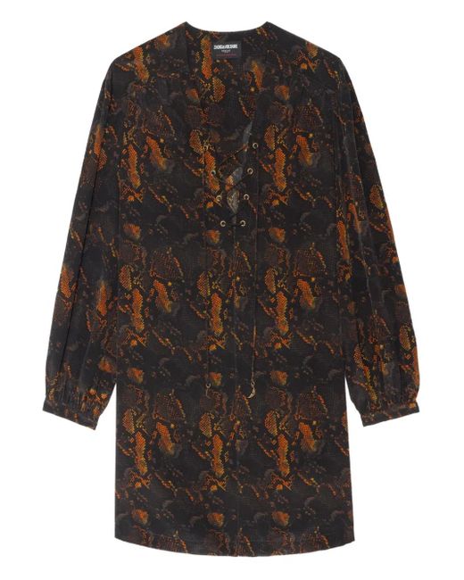 Zadig & Voltaire Black Ramela Graphic-Print Silk Mini Dress