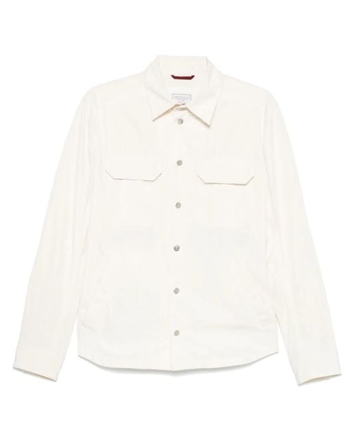 Chaqueta Con Botones Del Logo Brunello Cucinelli de hombre de color White