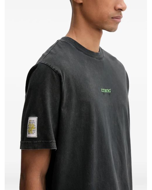 Iceberg Black Printed Short-Sleeve T-Shirt for men