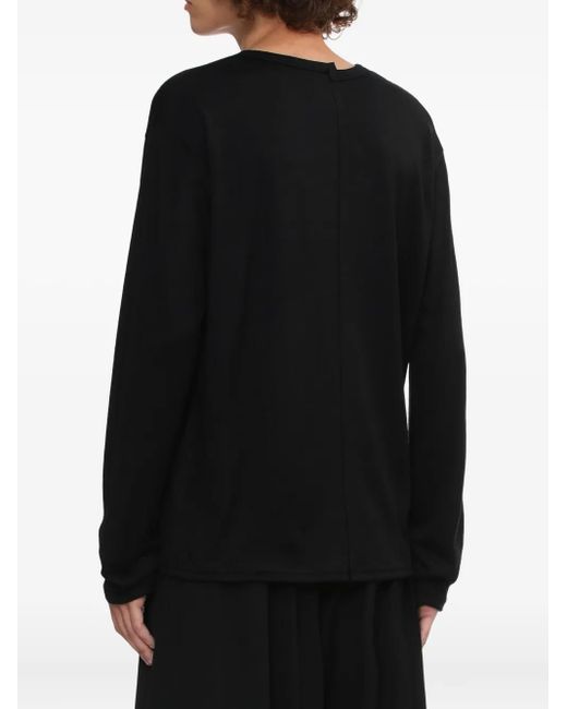 Yohji Yamamoto Black Long-Sleeve Wool T-Shirt for men