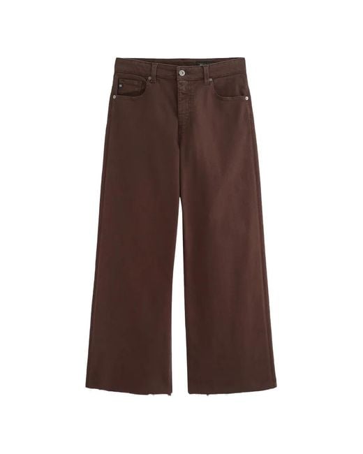 AG Jeans Brown Frayed Wide-Leg Denim