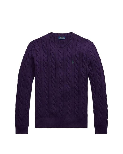 Polo Ralph Lauren Blue Cable-Knit Crew-Neck Sweater for men