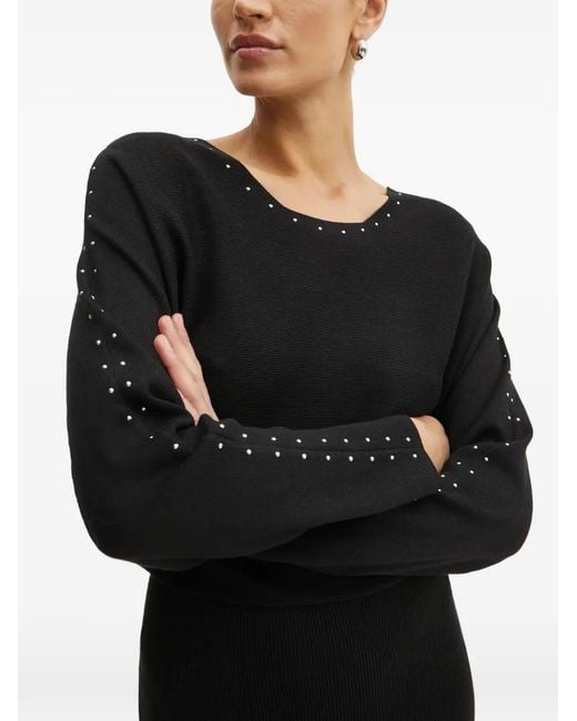 Morgan Black Studded Ribbed Dress