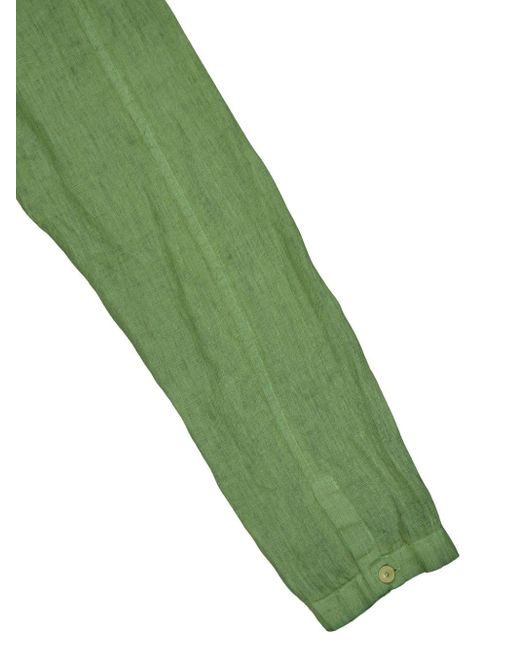 Camisa de manga larga 120% Lino de hombre de color Green