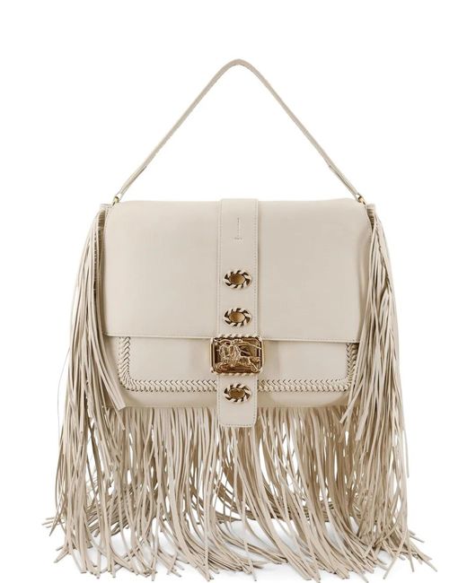 Burberry Natural Rider Fringe Whipstitch Shoulder Bag