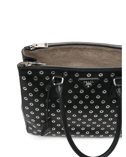 Prada Black Eyelet Tote Bag