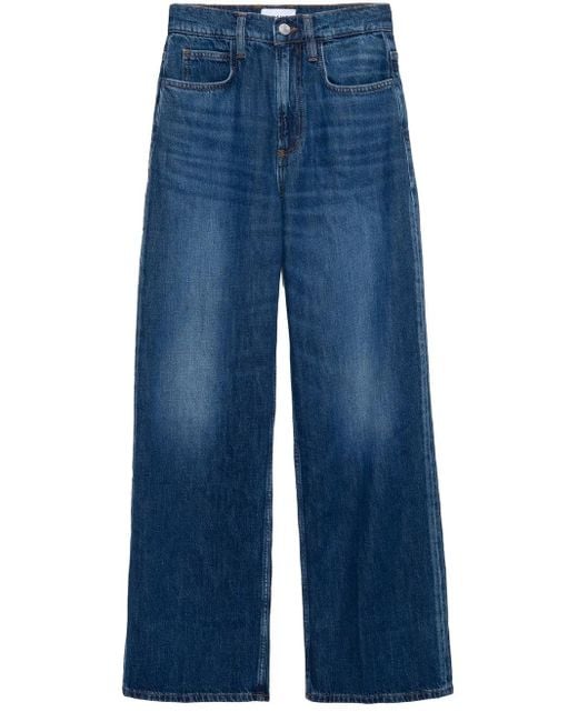 FRAME Blue High-Rise Straight Jeans