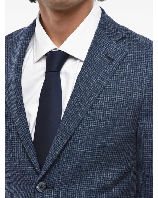 Corneliani Blue Houndstooth Single-Breasted Blazer for men