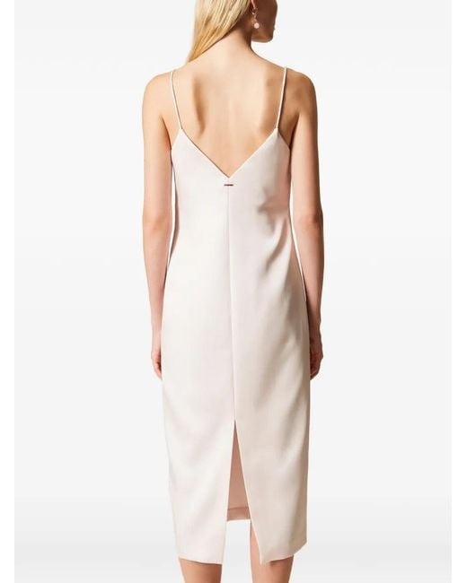 Twinset White Spaghetti-Strap Duchesse Midi Dress