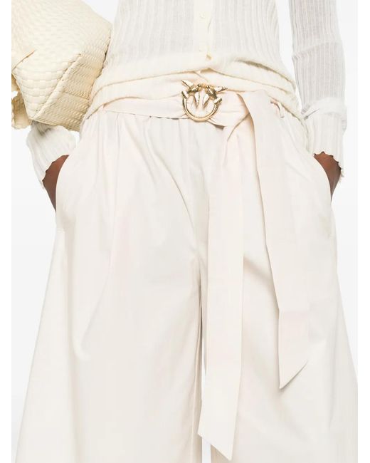 Pinko Natural Long Shorts With Love Birds Buckle