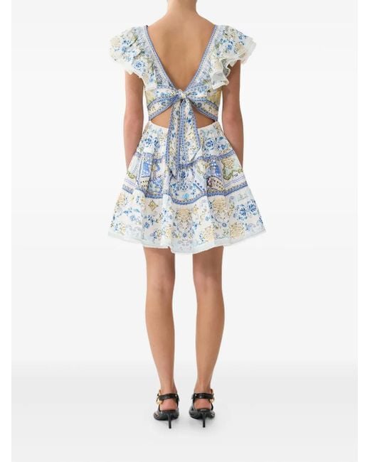 Abito Corto My Homespun Heart Con Ruches di Camilla in Blue