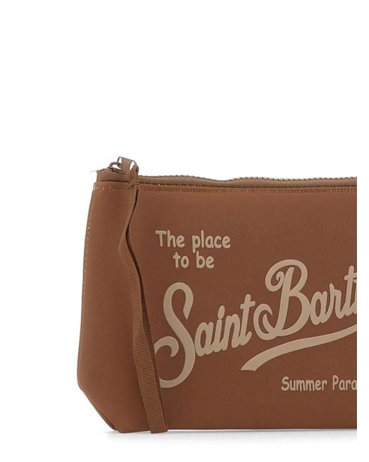 Mc2 Saint Barth Brown Aline Logo-Print Clutch Bag