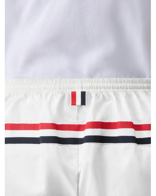 Thom Browne White Drawstring Stripe Shorts