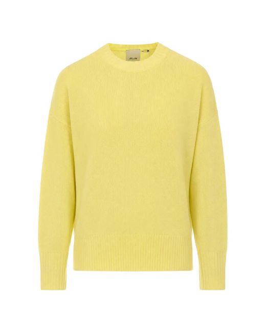 Allude Yellow Crew-Neck Long-Sleeve Sweater