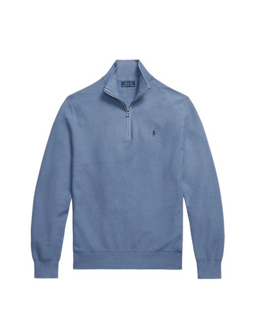 Polo Ralph Lauren Blue Quarter-Zip Sweater for men