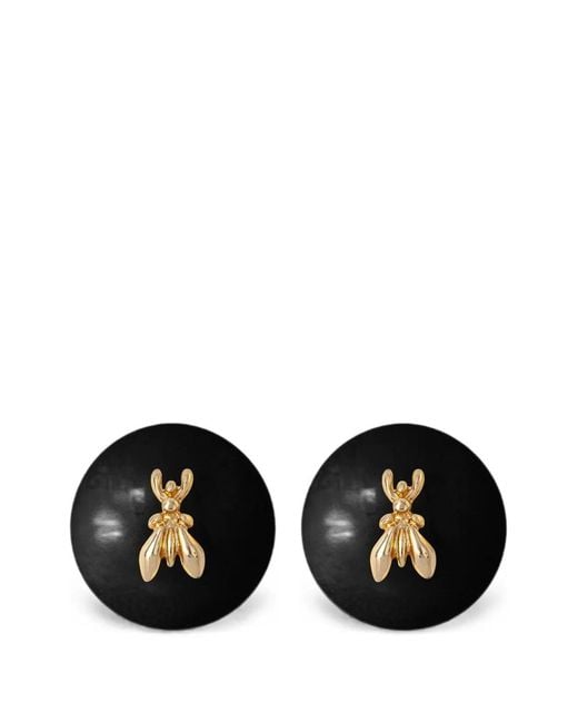 Patrizia Pepe Black Fly-Embellished Dome Earrings