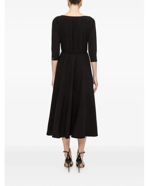 Nissa Black Pearl Detail Midi Dress