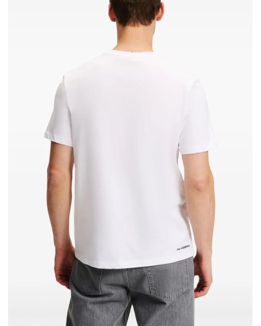 T-Shirt Optical Illusion di Karl Lagerfeld in White da Uomo