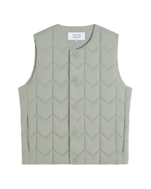 Maison Kitsuné Gray Quilted Vest for men