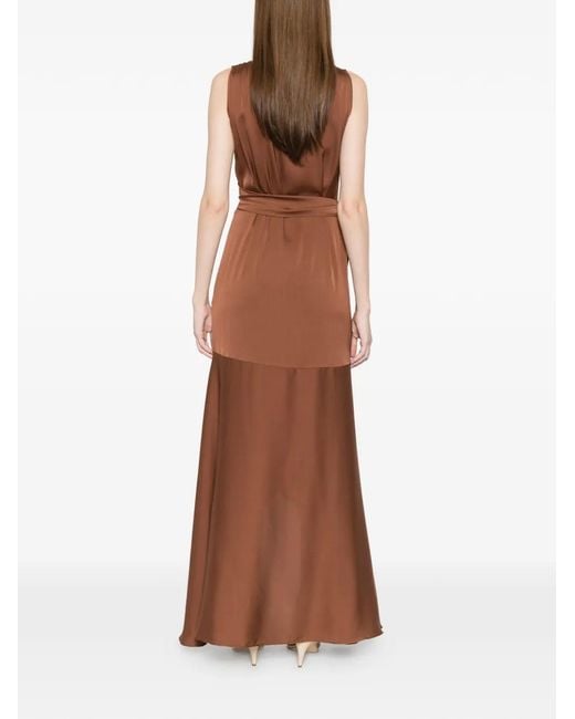 Silk95five Brown Shangri La Draped V-Neck Dress