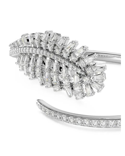 Swarovski White Crystal-Embellished Leaf-Motif Bracelet