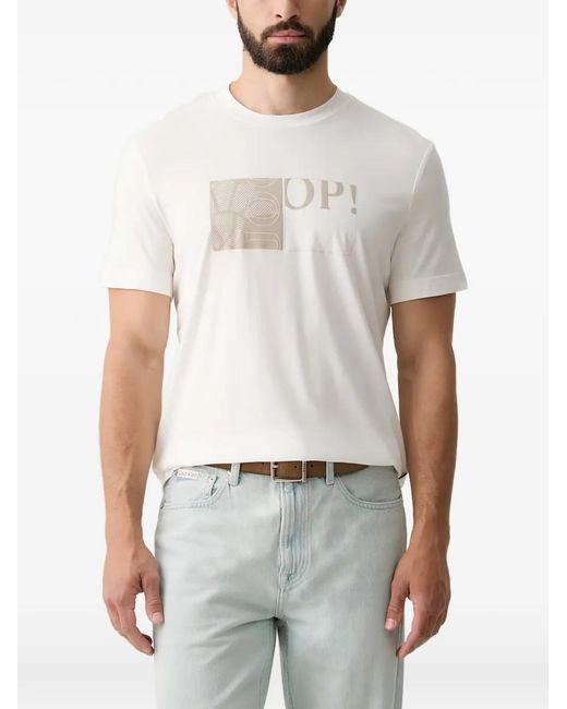 Joop! White Logo-Print Crew-Neck T-Shirt for men
