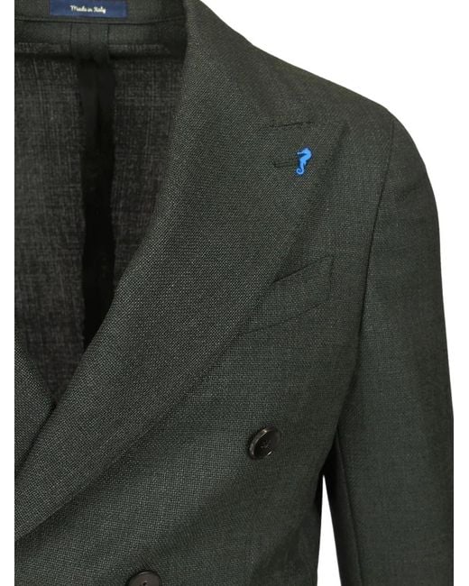 Guarinucci Black Double-Breasted Peak-Lapel Blazer for men