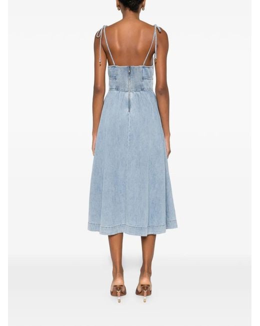 Zimmermann Blue Wanderlust Sleeveless Midi Dress