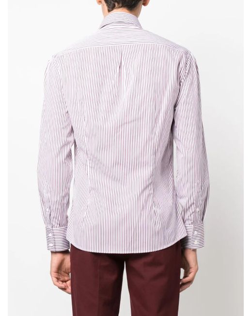 メンズ Brunello Cucinelli ストライプ シャツ Purple