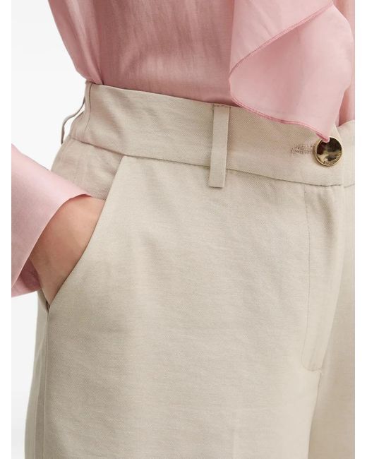 Fracomina Natural Button-Fastening Palazzo Pants
