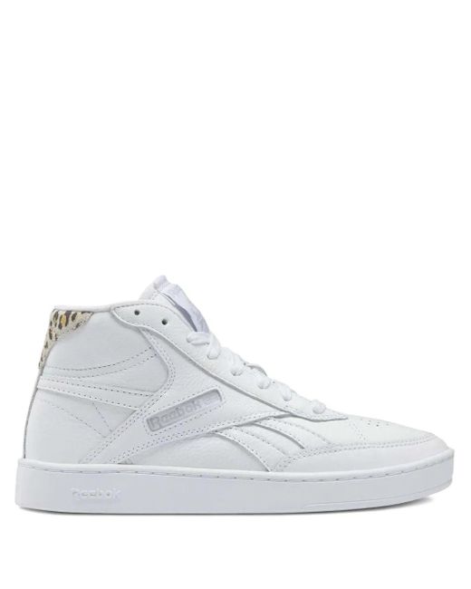 Reebok White Club C Form Leopard High-Top-Sneakers