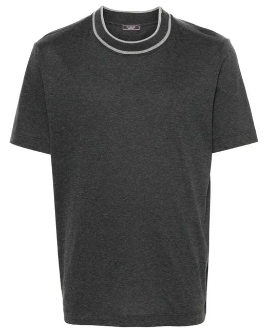 Peserico Black Contrasting-Collar T-Shirt for men