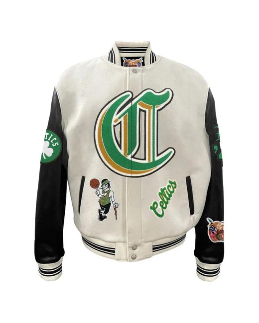 Jeff Hamilton Gray Boston Celtics Leather Bomber Jacket for men