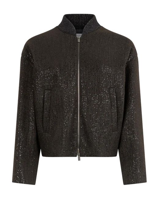 Peserico Black Sequin-Embellished Zip Jacket
