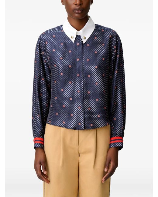 Claudie Pierlot Blue Printed Silk Shirt
