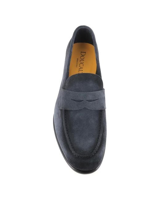 Doucal's Blue Mocassins En Daim for men