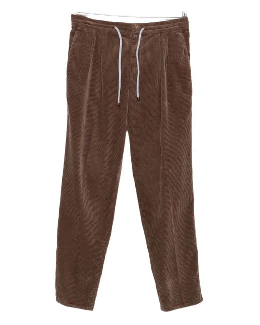 Brunello Cucinelli Brown Drawstring Corduroy Trousers for men