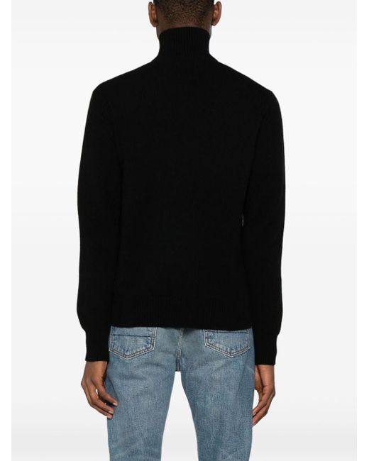 Tom Ford Stehkragen-Pullover mit kurzem Reißverschluss in Black für Herren